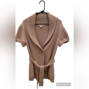 Banana Republic beige short sleeve cardigan, Large
